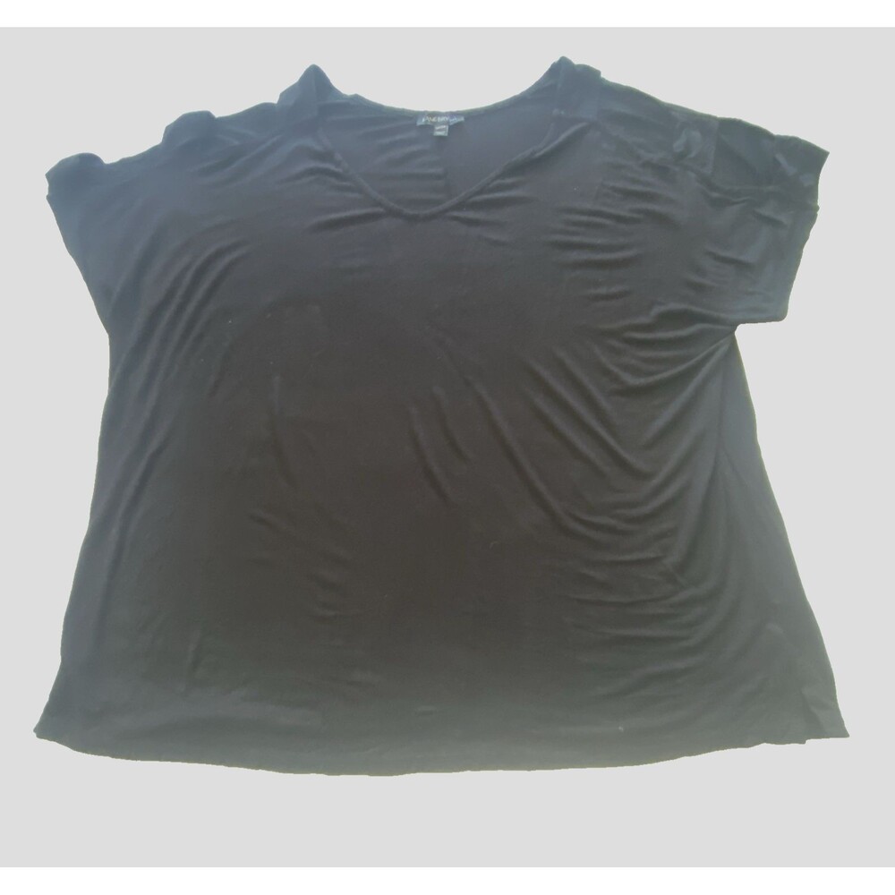 Lane Bryant Womens 18 20 Black V Neck Short Sleeve Pocket T Shirt Top Plus Size